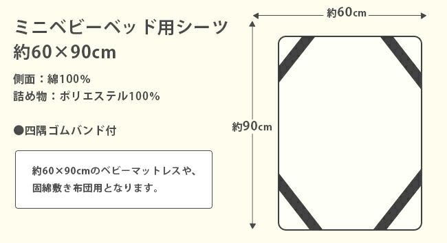ダブルガーゼ ミニベビーベッド用敷きパッド 60x90cm |寝具