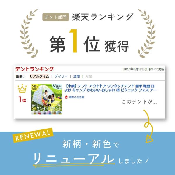 ワンタッチテント サニーストーリー 簡単 軽量 日よけ ポップアップテント VUカット キャンプ かわいい おしゃれ 柄 ピクニック フェス アウトドア キャンプ レジャー 海 公園 花見 コンパクト UVカット