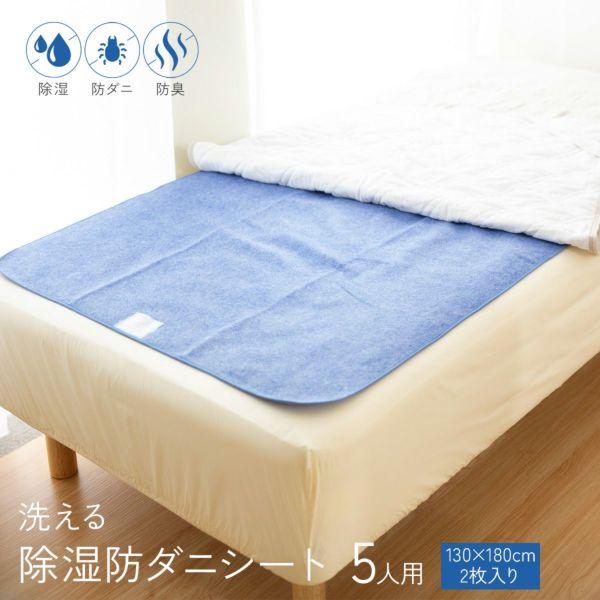 2枚入り】 除湿防ダニ防臭シート 5人用 130×180cm |寝具