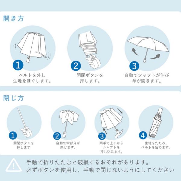 ワンプッシュ自動開閉折り畳み傘
